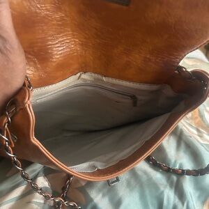 Tan Leather Chain Strap Handbag
